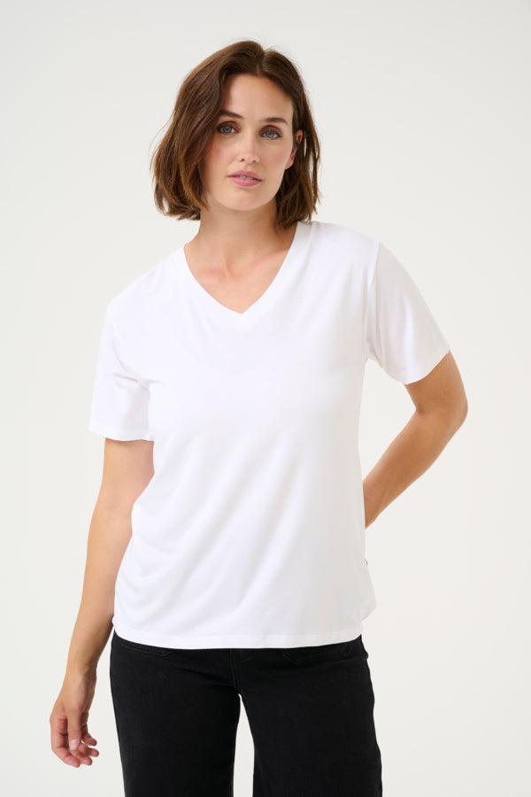 Kaffe Clothing - KAfrida V-Hals T-Skjorte - Optical white
