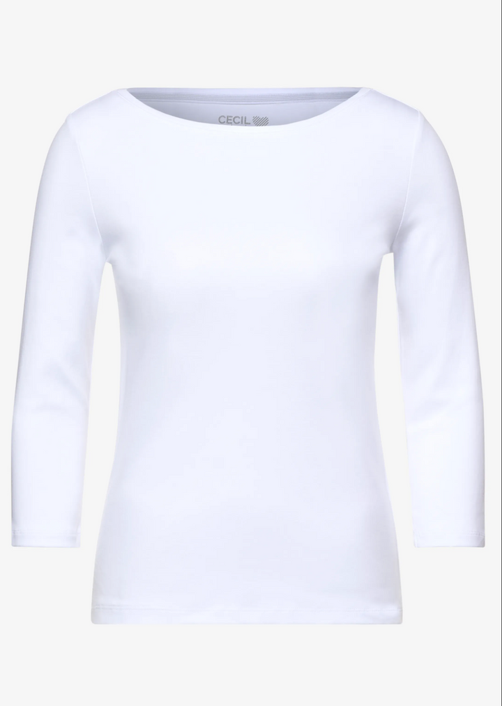 Cecil - Basic båthals genser - Hvit