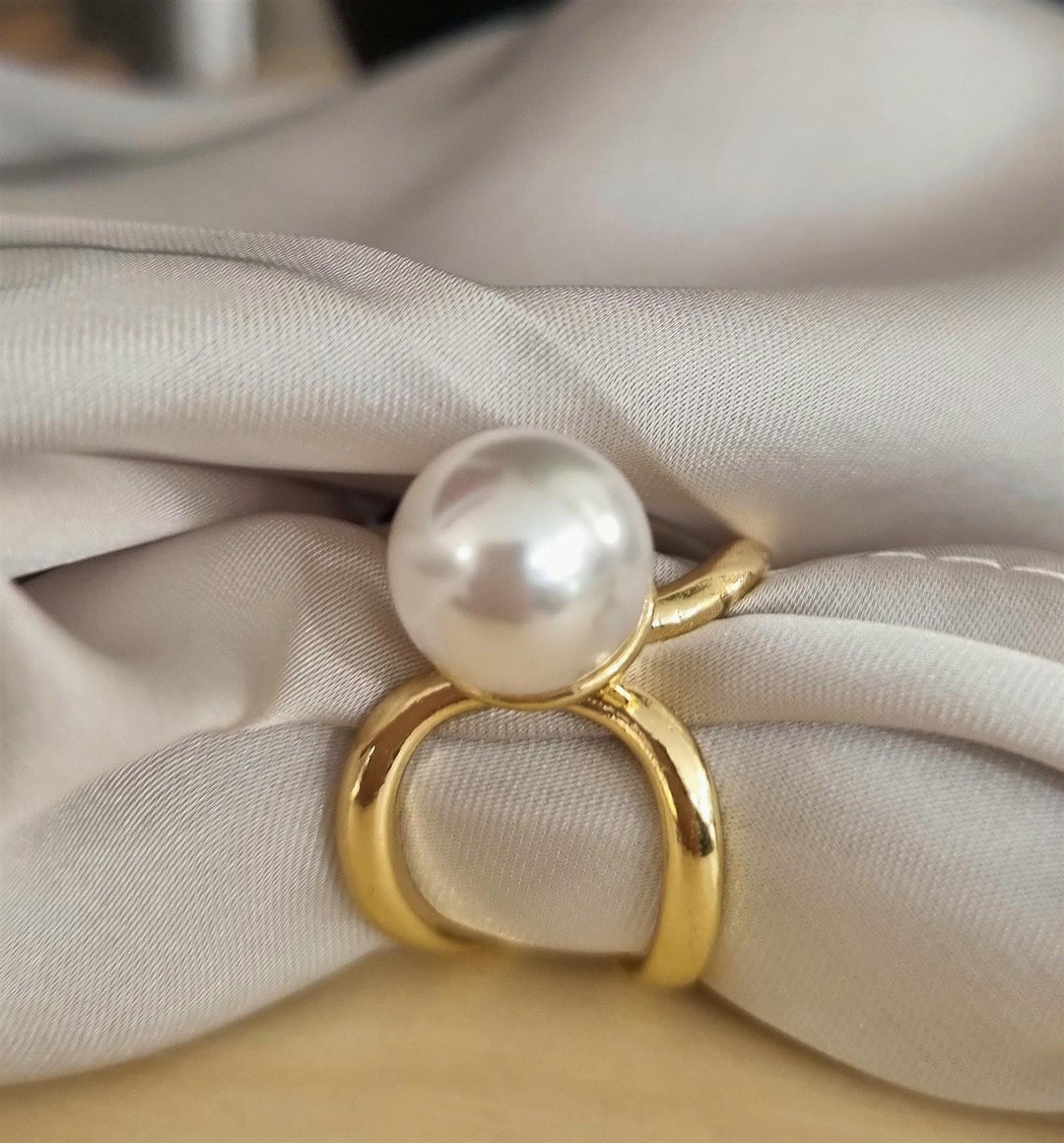 Endless - Bandana Ring - Gull med perle