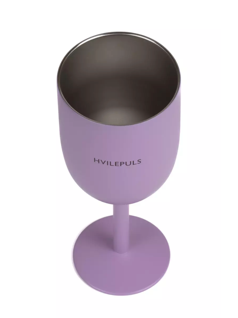 Pictureit - Termo vinglass med tekst "HVILEPULS" - LILLA