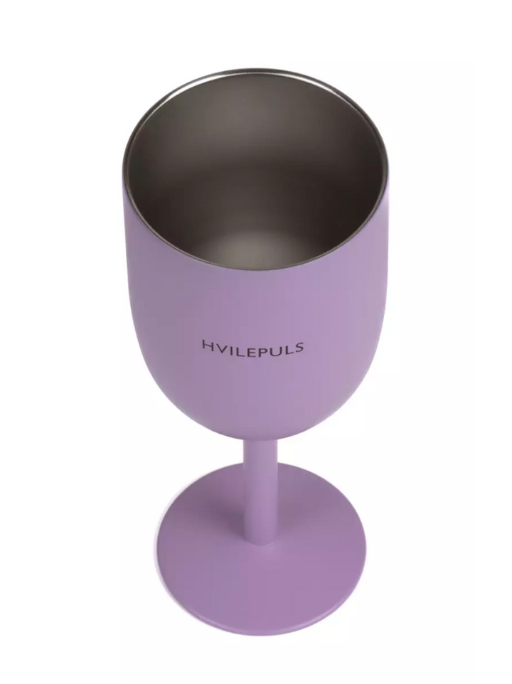 Pictureit - Termo vinglass med tekst "HVILEPULS" - LILLA