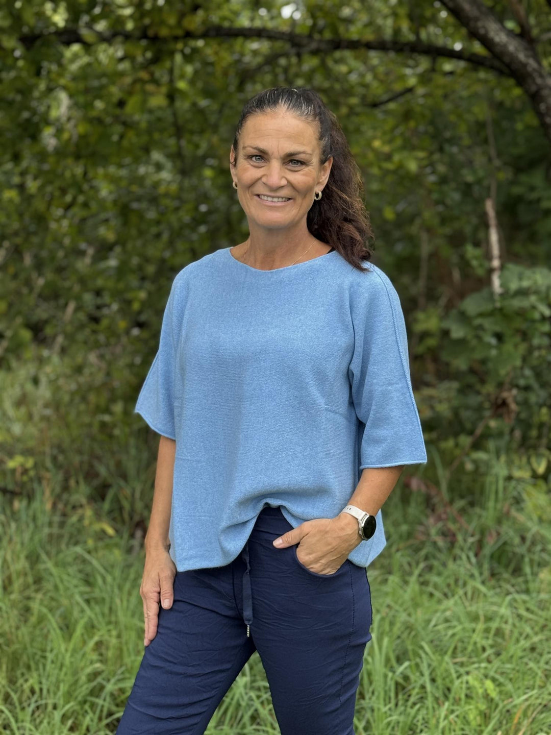 Drøbak Motehus - Mona genser med kort erm - Blå