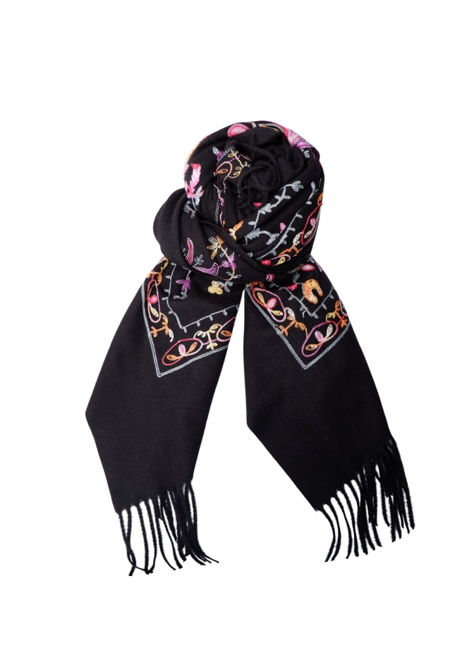 Black color - BCFIELLA EMBROIDERY Skjerf