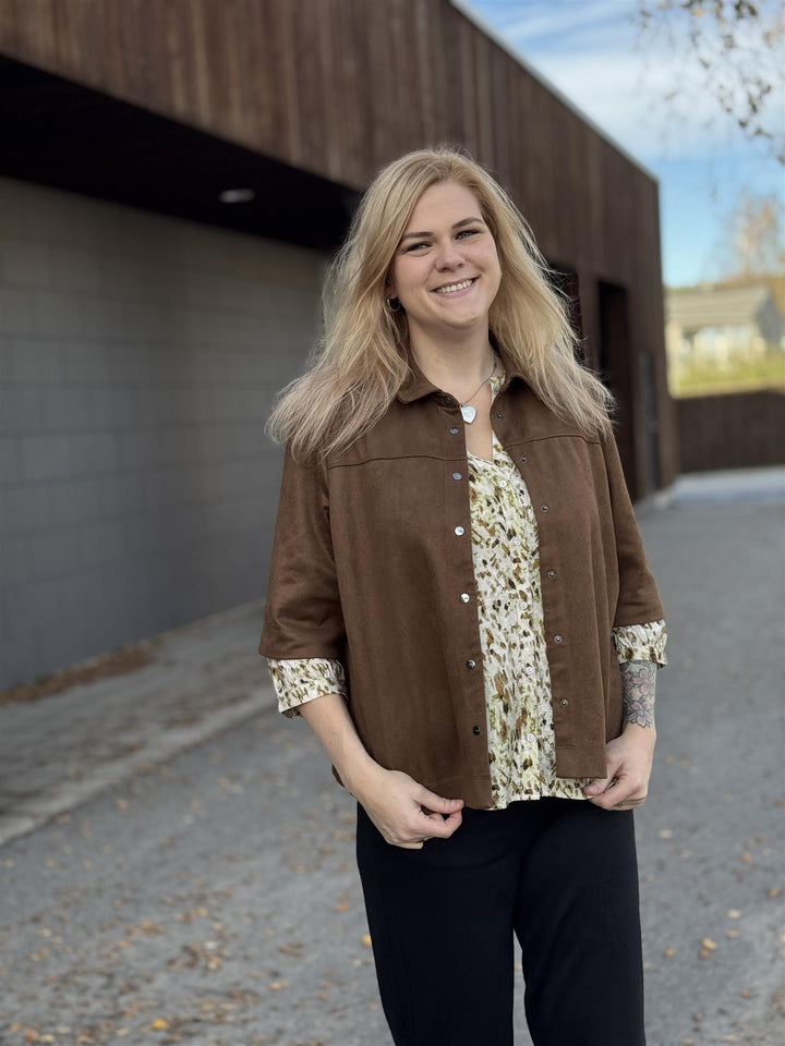 Cecil - Velours Skjortejakke i "semsket skinn look"