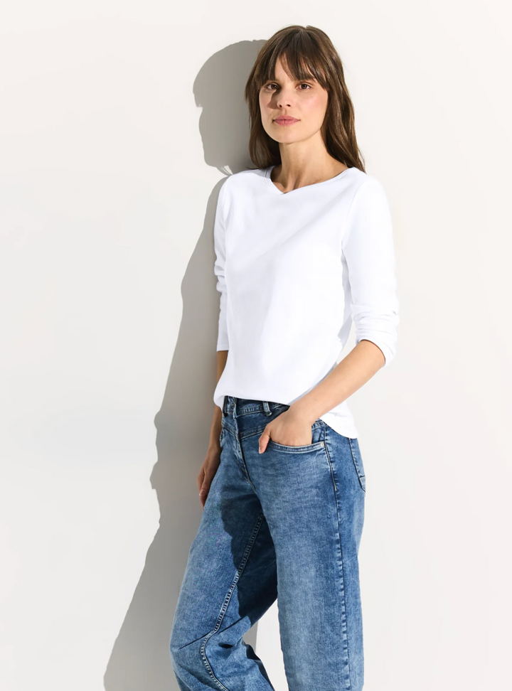 Cecil - Basic båthals genser - Hvit