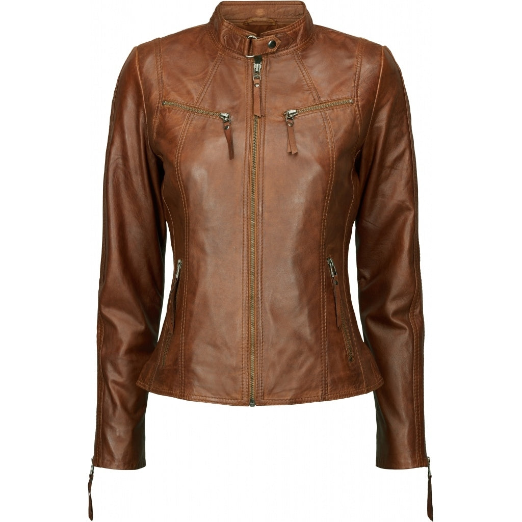 BTF Copenhagen - Skinnjakke - Dark Cognac
