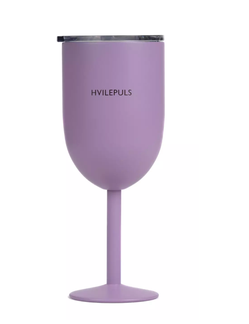 Pictureit - Termo vinglass med tekst "HVILEPULS" - LILLA
