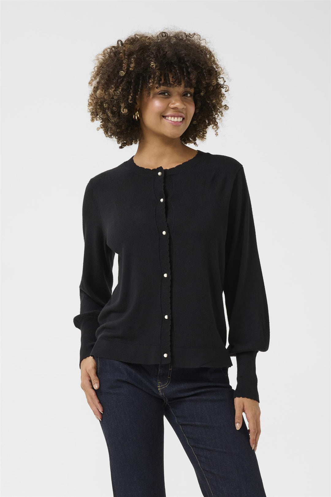 Culture - Cuannemarie Scallop Cardigan med Perler