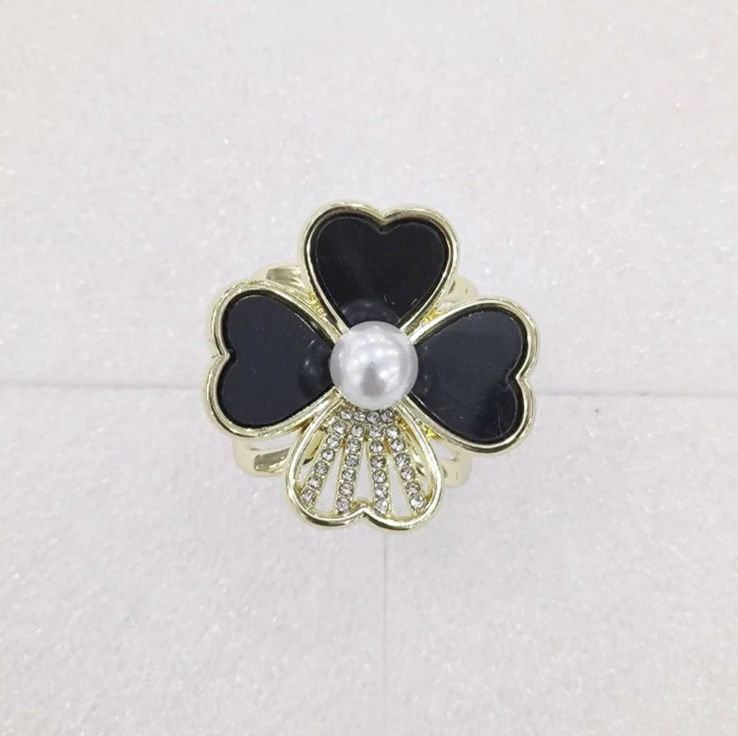 Endless - Bandana Ring - Gull med blomst - svart