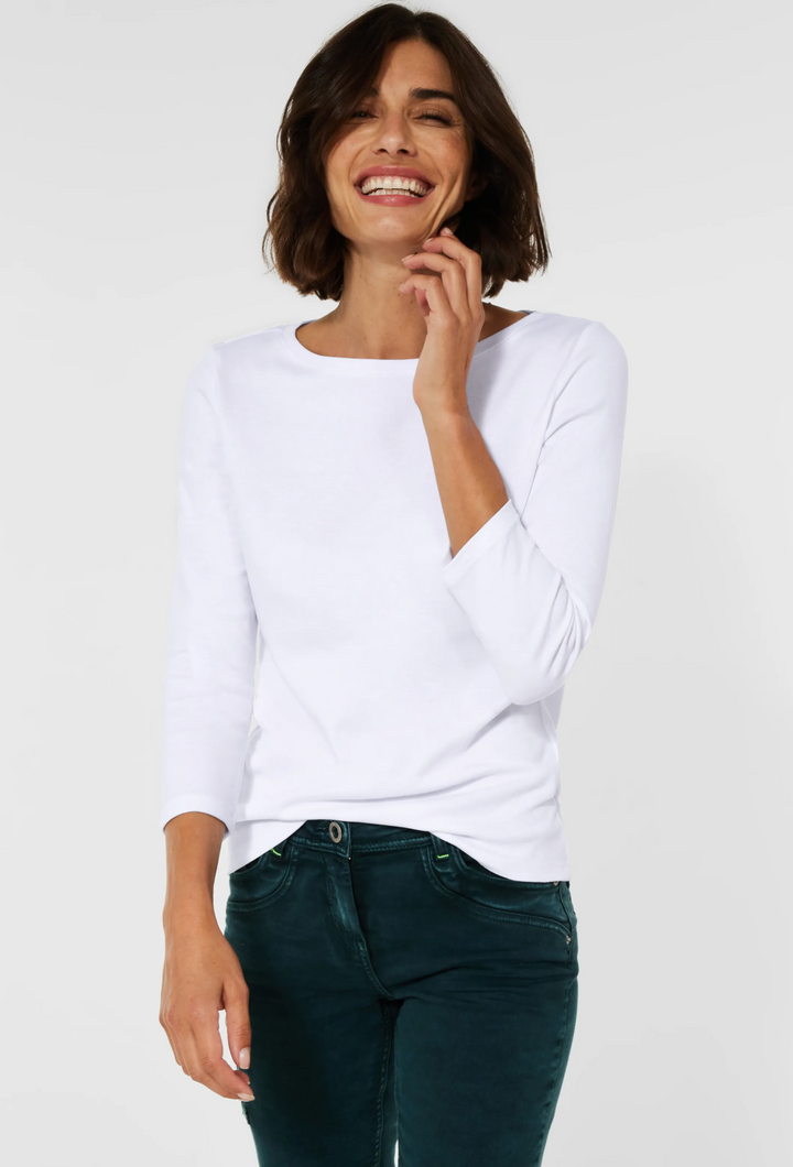 Cecil - Basic båthals genser - Hvit