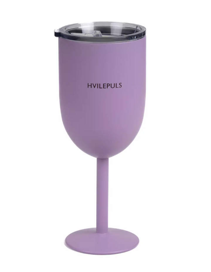 Pictureit - Termo vinglass med tekst "HVILEPULS" - LILLA