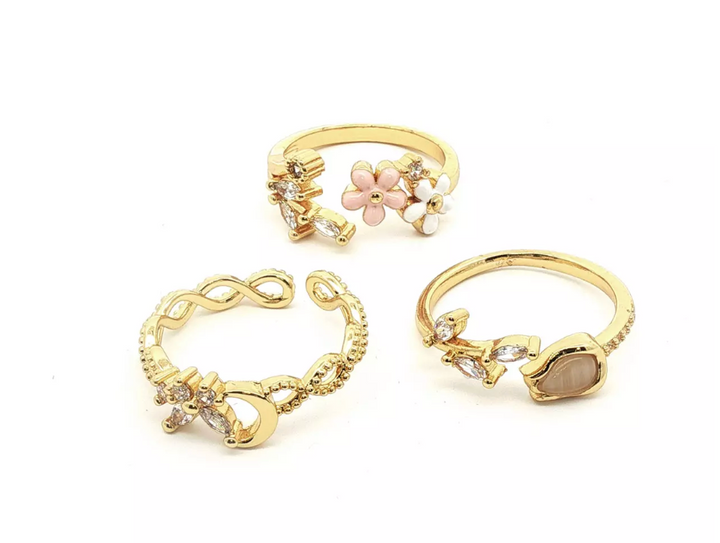 A&C - Nordic Jewellery Design - Ringer - 3 stk - Blomster
