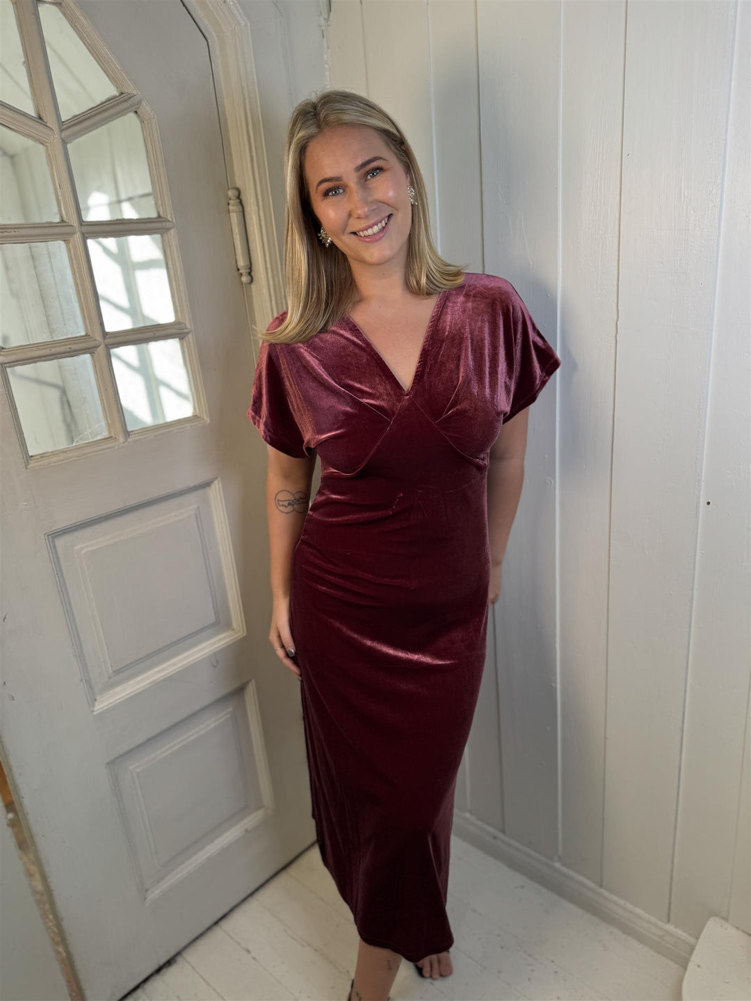 Cream - CRFrosty velourkjole