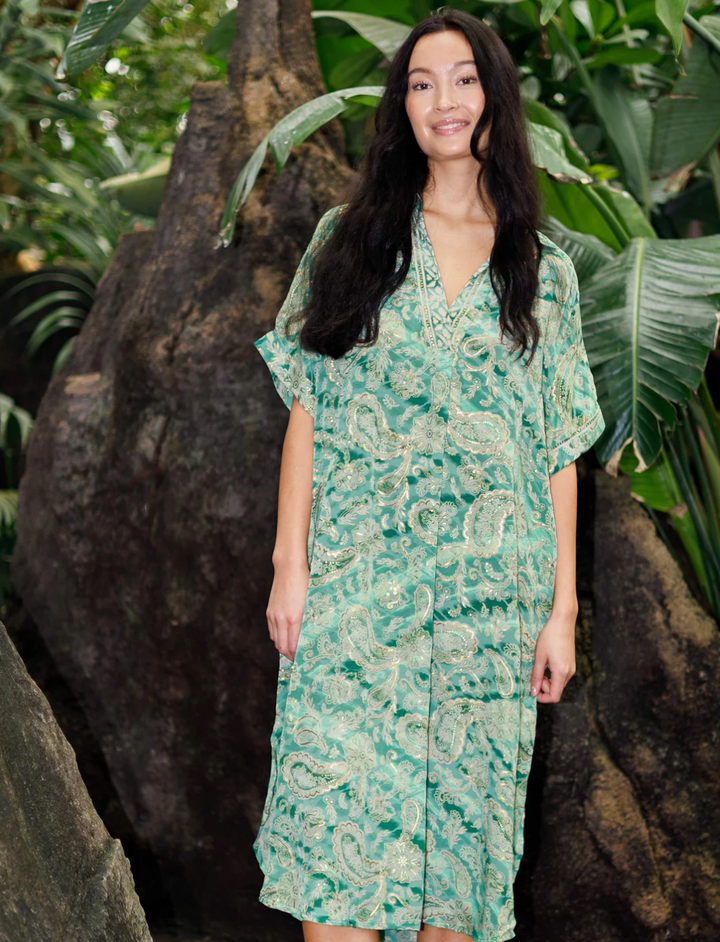 Black Colour - BCLUNA S/S KAFTAN Tunika - Floral Green