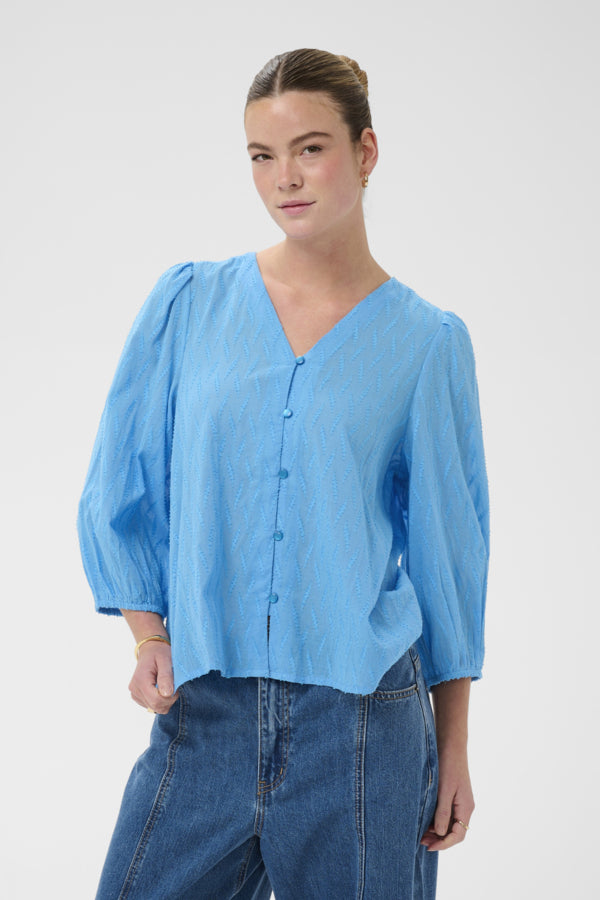 Kaffe Clothing - KAGabriela v-hals skjorte - Blå
