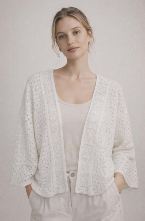 Eurasia - Heklet Cardigan - Offwhite