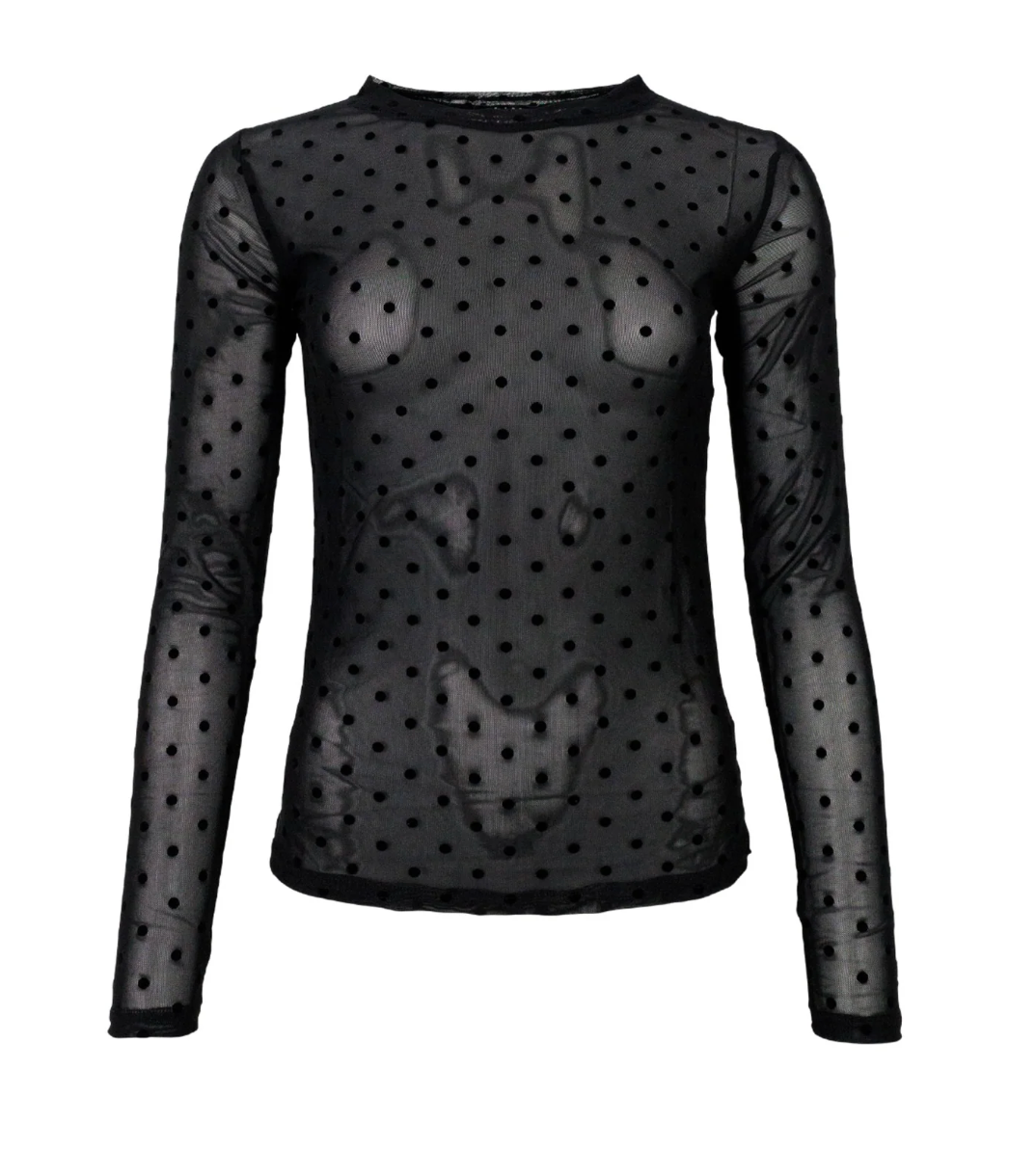 Black Colour - BCJENNIE Prikkete mesh topp - Sort