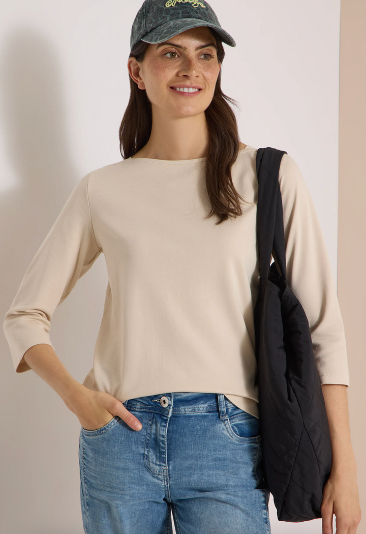 Cecil - Basic genser med båthals - Pearl Beige