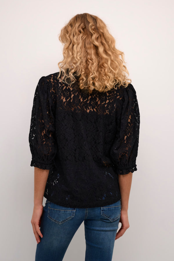Cream - CRKaspis bluse med blonder - Svart