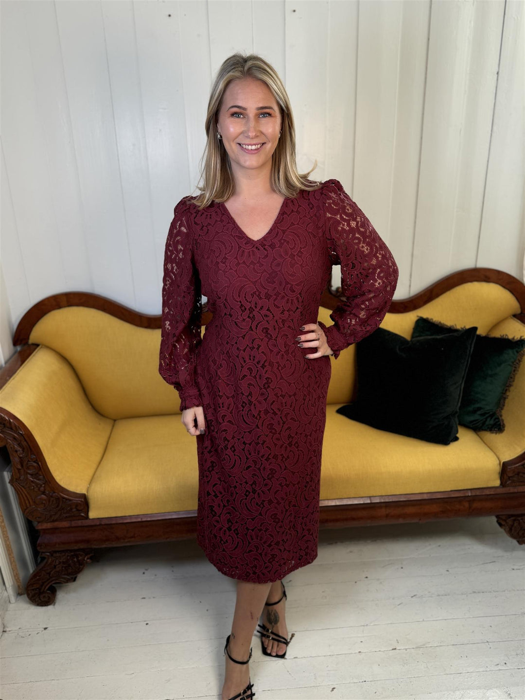 Cream - CRThit Ebana V-hals kjole - Burgunder