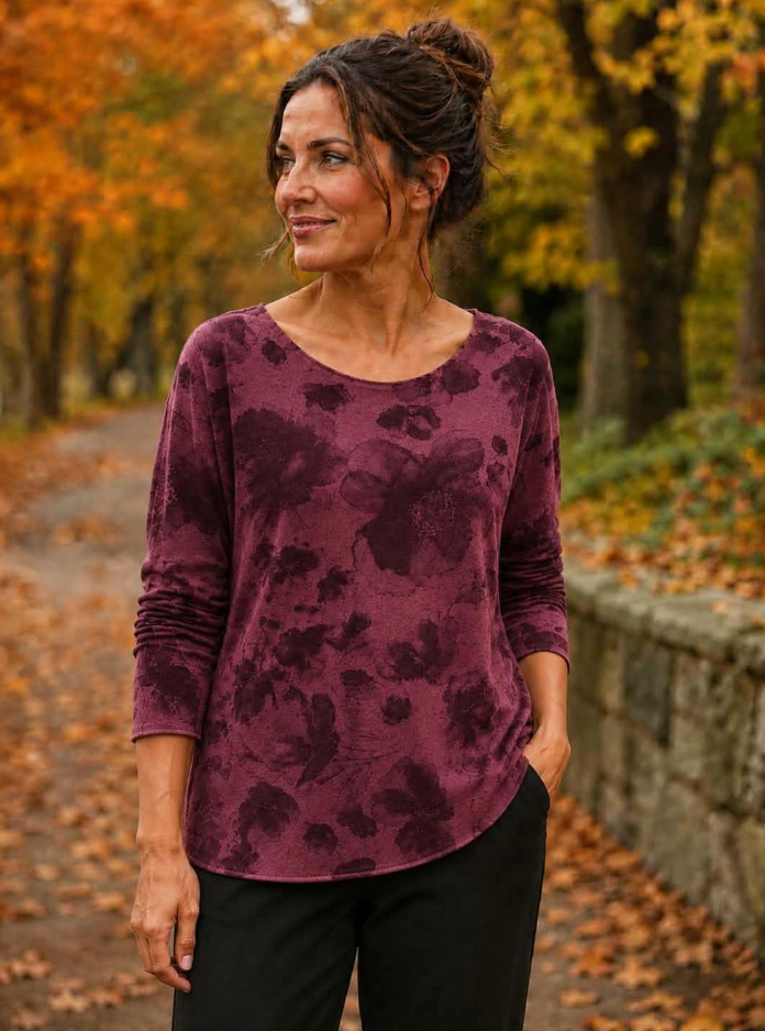 Eurasia - Myk Genser med Blomsterprint – Ull & Angora