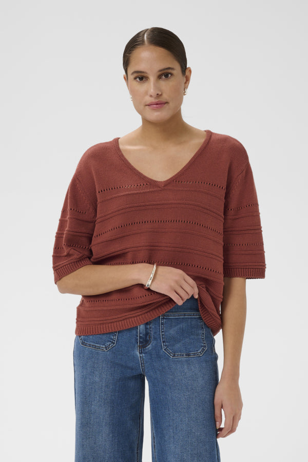 Kaffe Clothing - KAmellie topp med kort erm - Brun