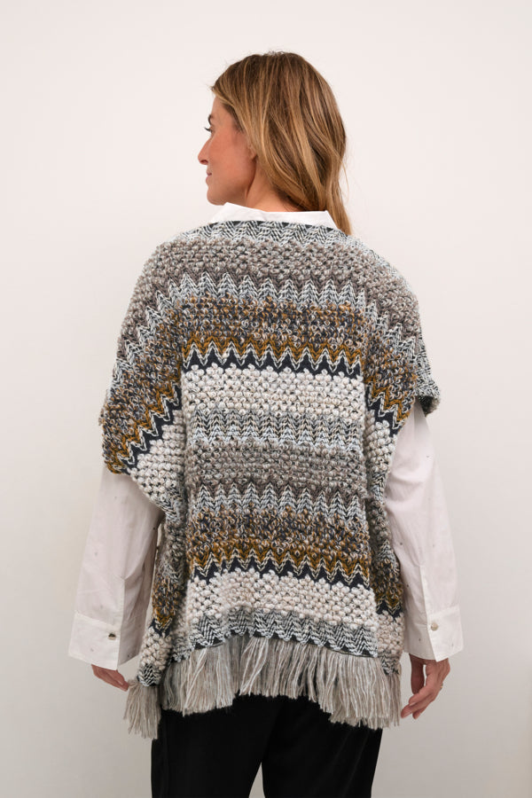 Cream - CRGoldy strikket poncho