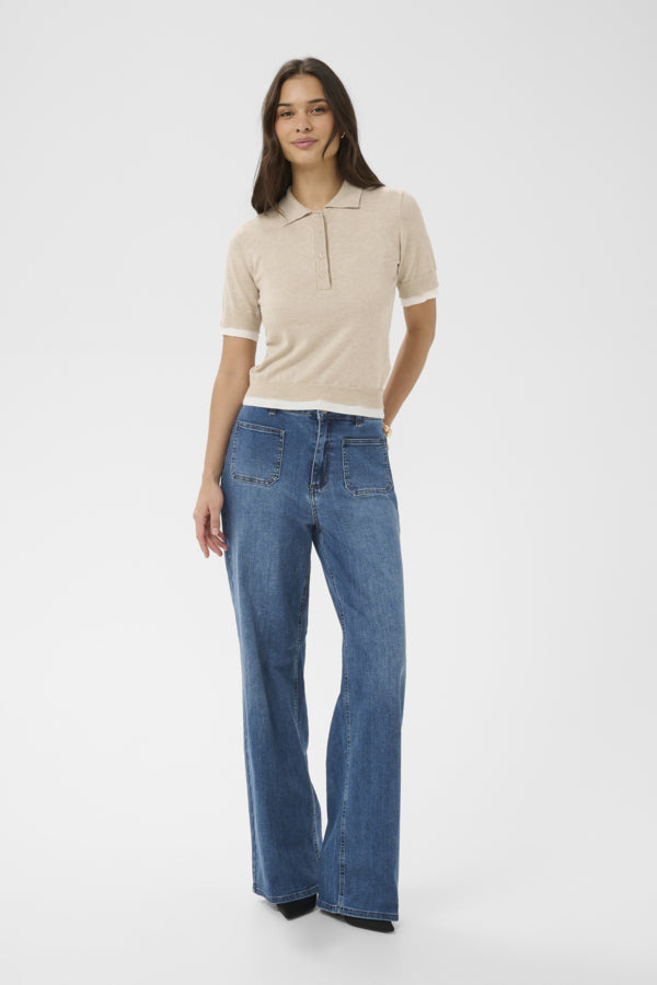 Kaffe Clothing - KALIZZA Kontrast polo genser med kort erm