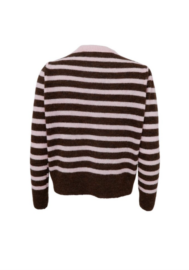 Black Colour - BCdell Stripete UllCardigan - Brun