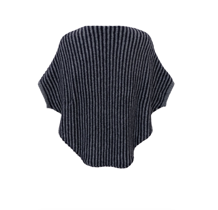 Black color - BCPELLA Stripete poncho - navy