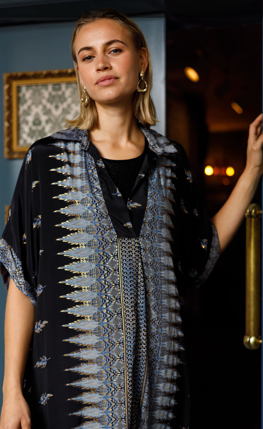 Black color - BCLUNA S/S KAFTAN Tunika