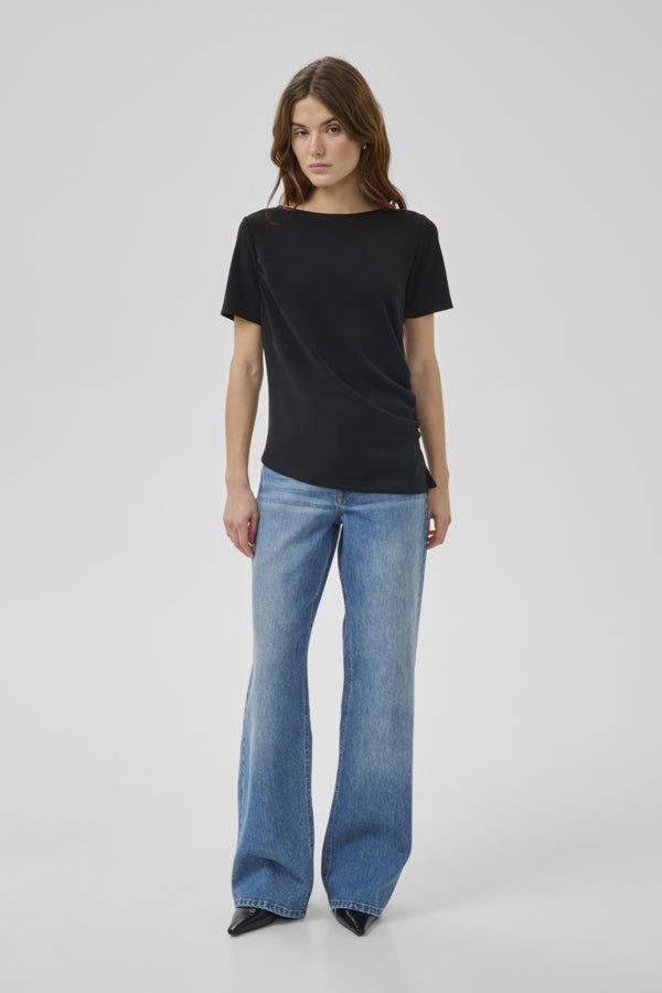 MY ESSENTIAL WARDROBE - MWHelle Asymmetric Tee - Svart