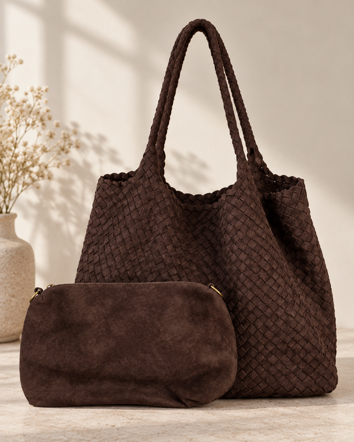 Eurasia - Myk Shopperveske i "Semsket look" – Brun