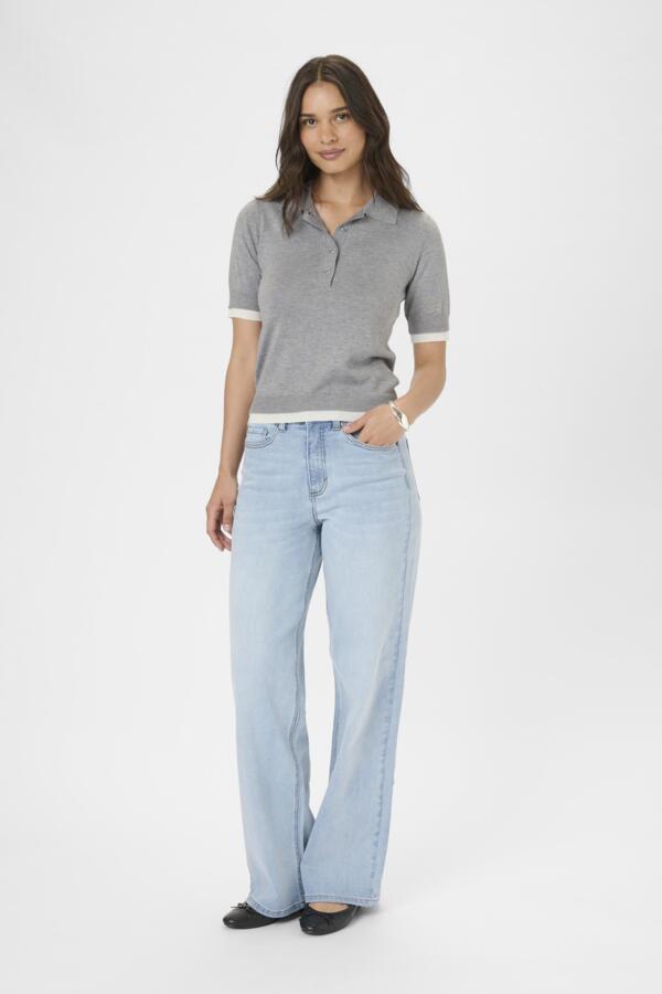 Kaffe Clothing - KALIZZA Kontrast polo genser med kort erm