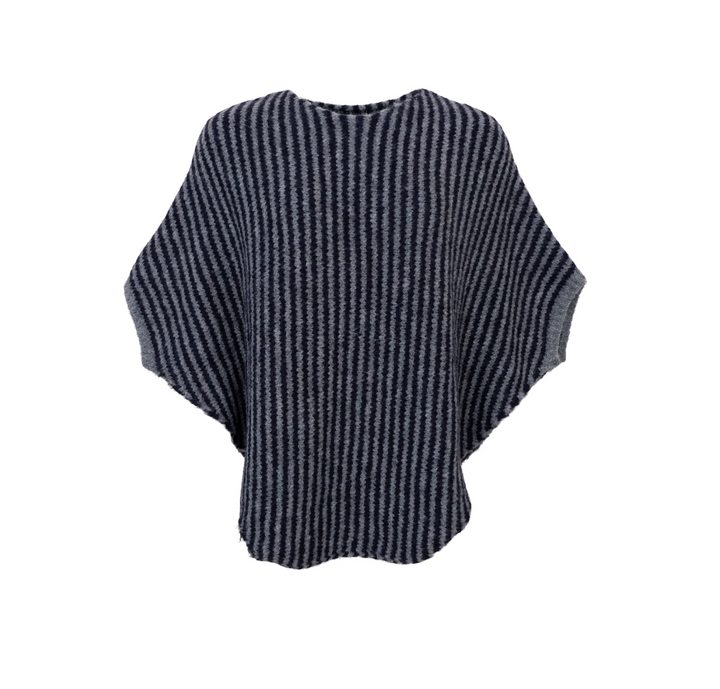 Black color - BCPELLA Stripete poncho - navy