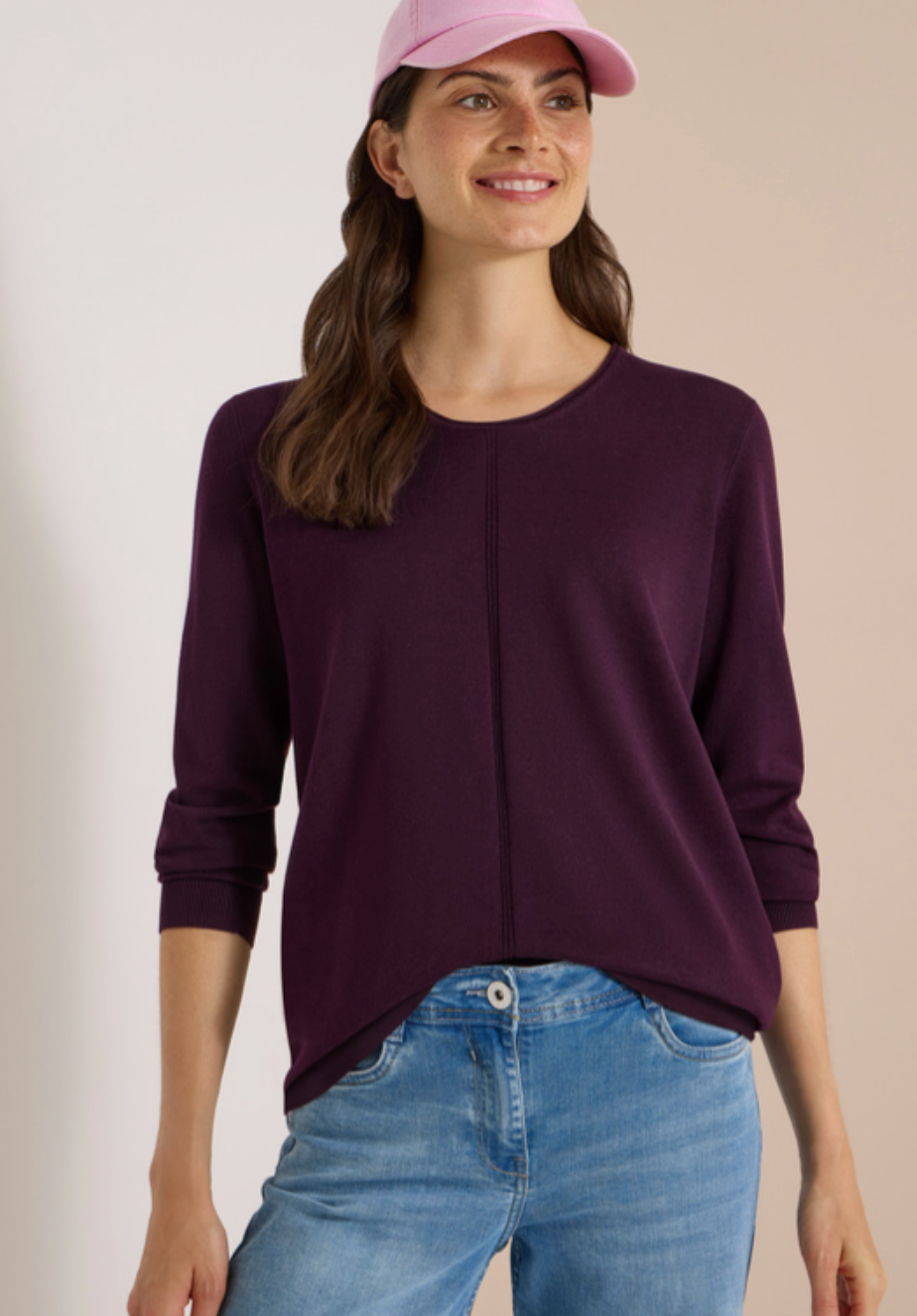 Cecil - Basci rundhalset genser - Egglant red