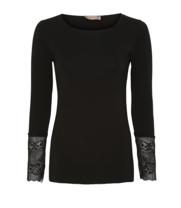 Marta Du Château - Tynn genser med blondeerm - Svart