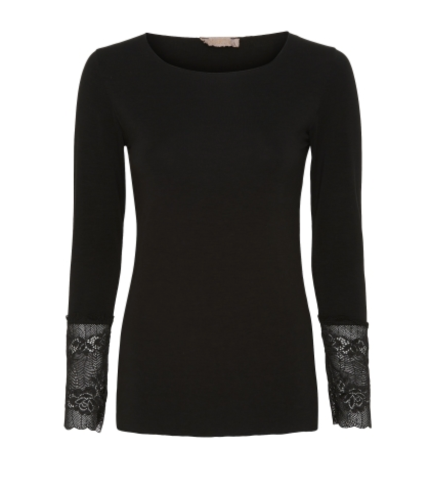 Marta Du Château - Tynn genser med blondeerm - Svart