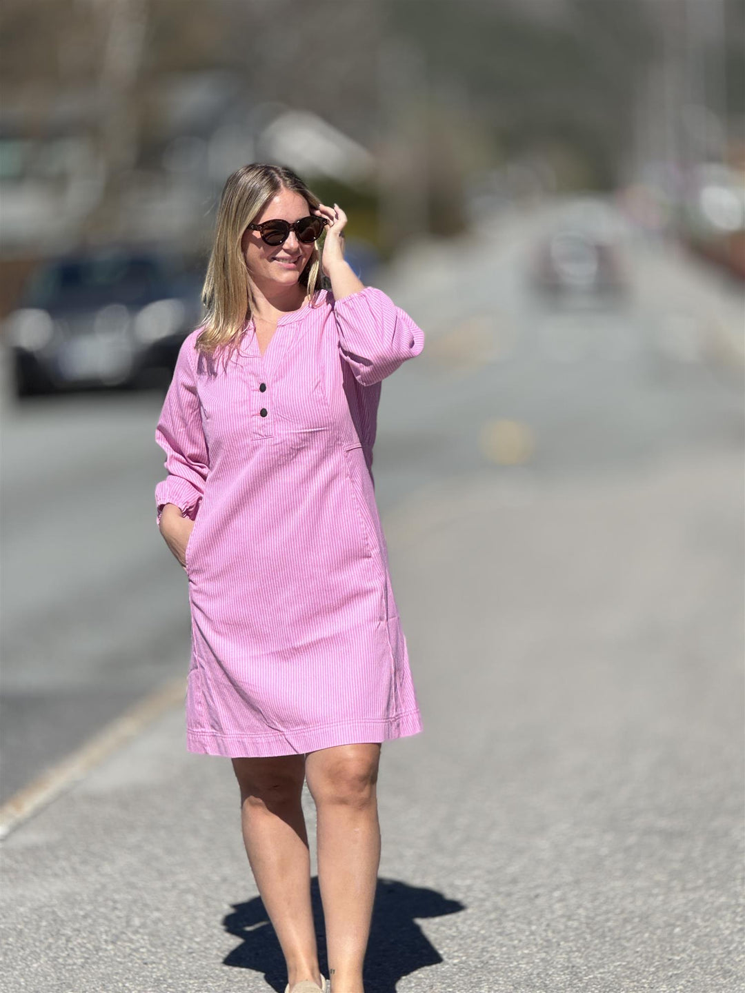 Culture - CUayna 3/4 sleeve kjole - Rosa