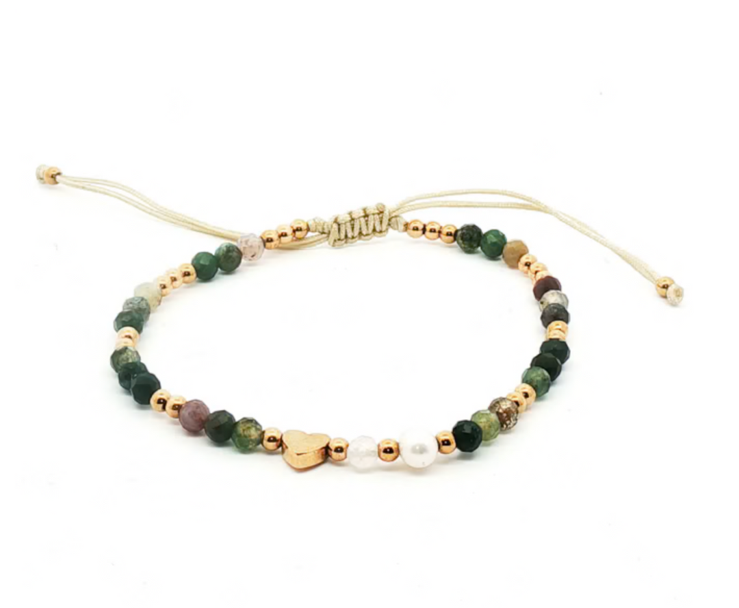 A&C - Nordic Jewellery Design - Knytearmbånd med grønne stener