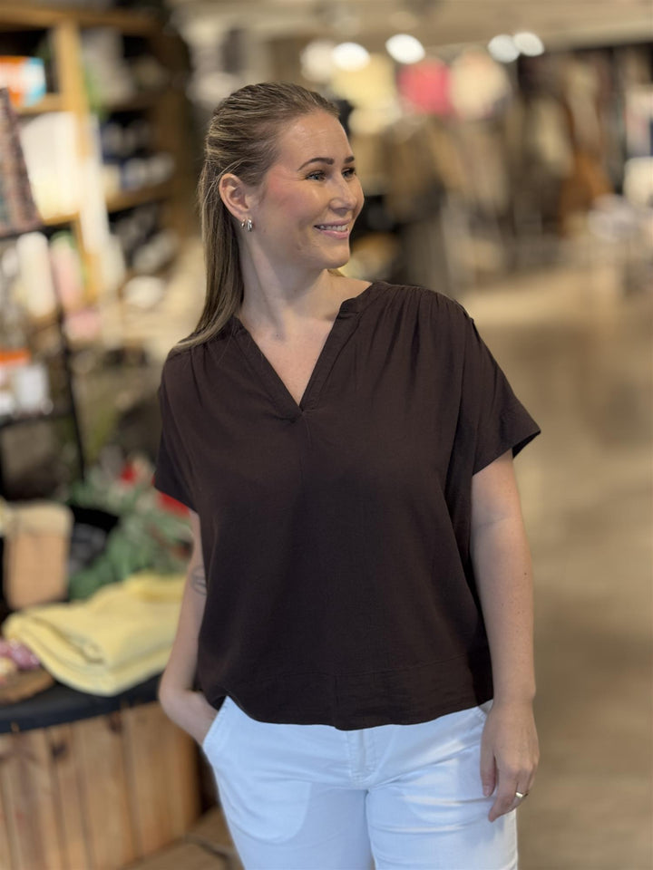 Kaffe Clothing - KAMILIA SL Bluse - Mørk Brun