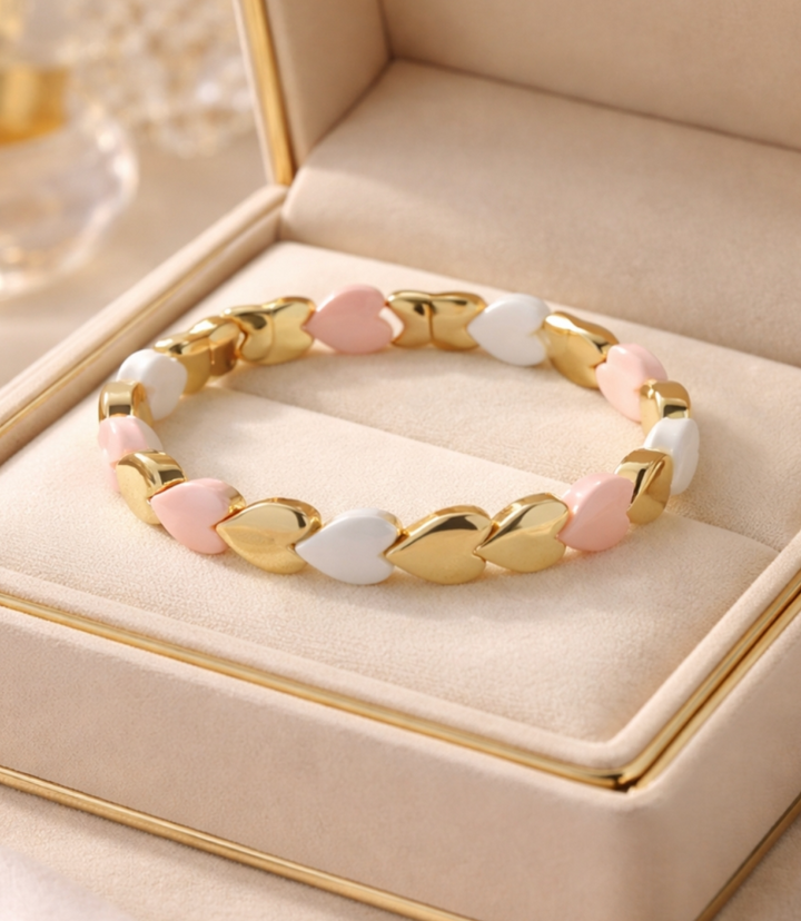 Endless - Armbånd med hjerter - Rosa