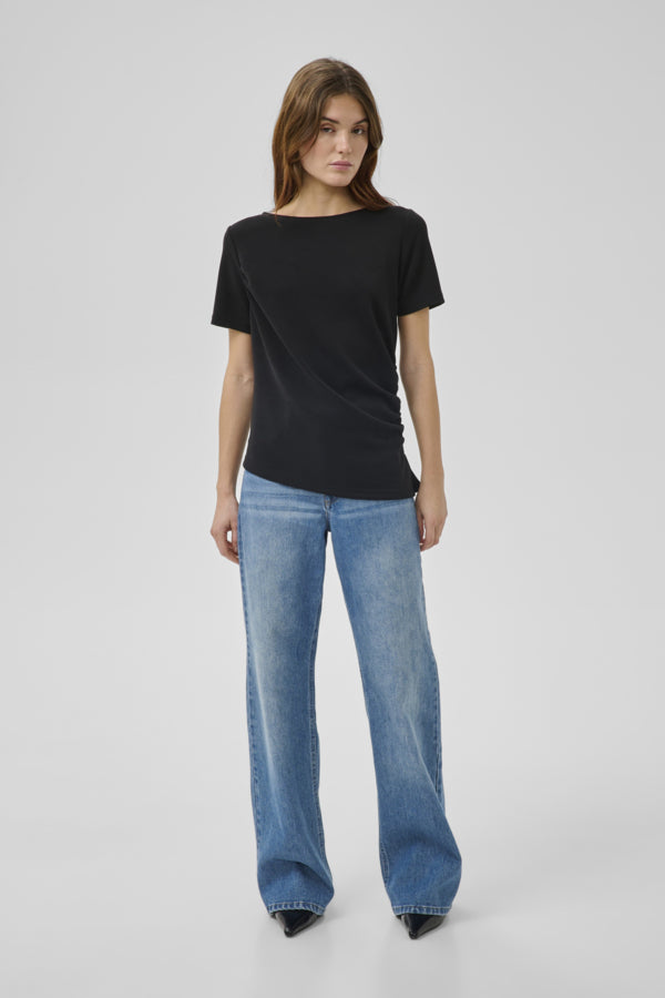 MY ESSENTIAL WARDROBE - MWHelle Asymmetric Tee - Svart
