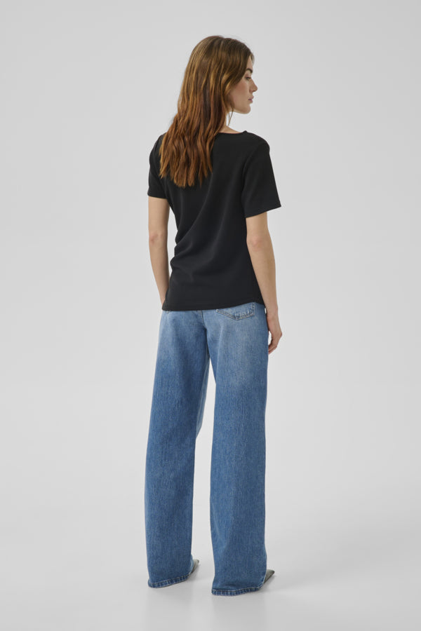 MY ESSENTIAL WARDROBE - MWHelle Asymmetric Tee - Svart