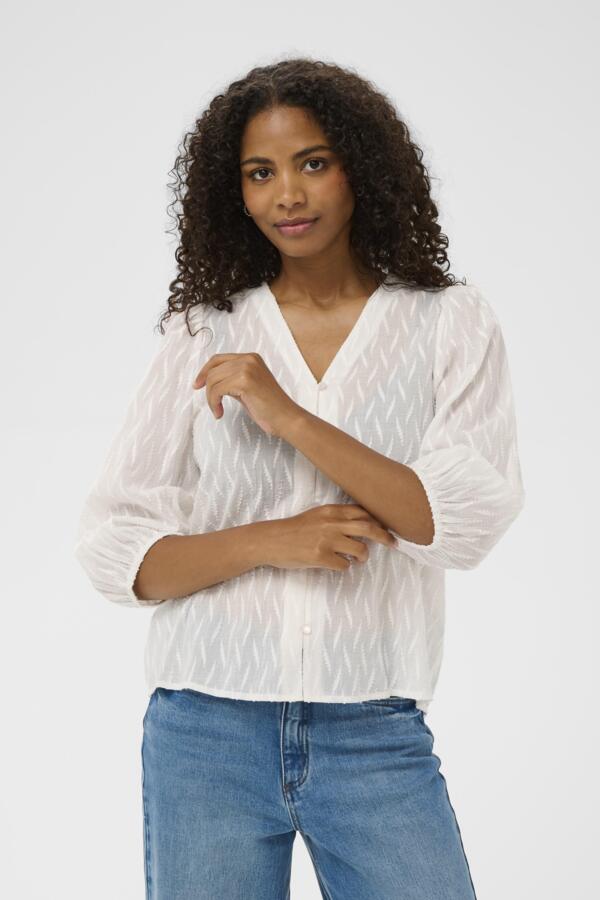 Kaffe Clothing - KAGabriela v-hals skjorte - Hvit