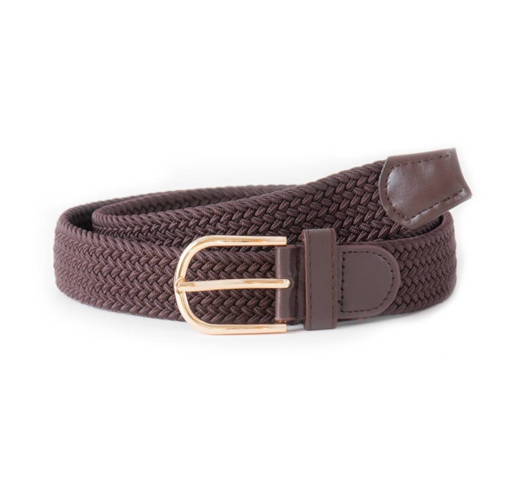 Rosenvinge - BELTE - FLETTET ELASTIKK GULLSPENNE - mørkbrun