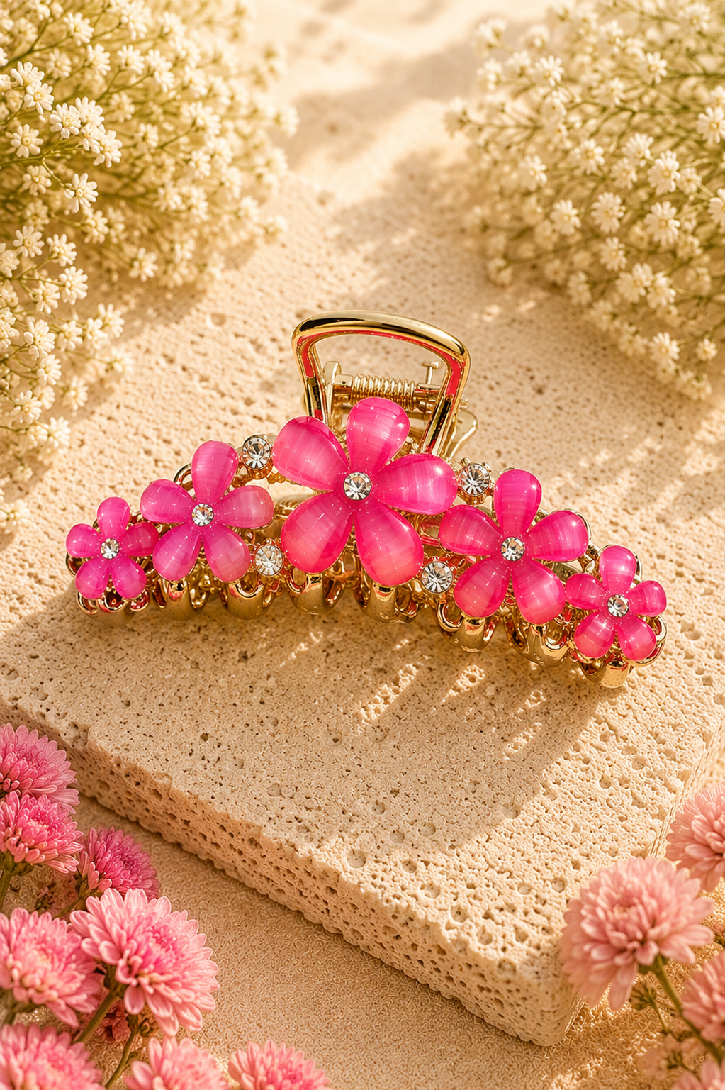 NORA Norway - Hårklype med blomster - Hot Pink