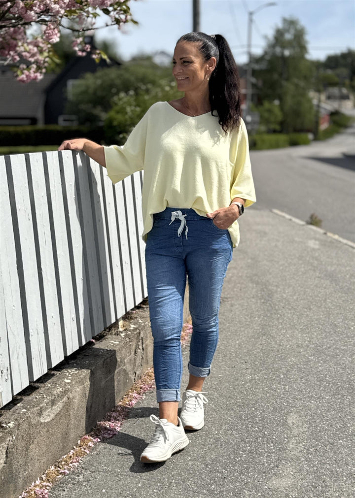 Drøbak Motehus - JAFFA Denim Bukse med Strikk i Livet