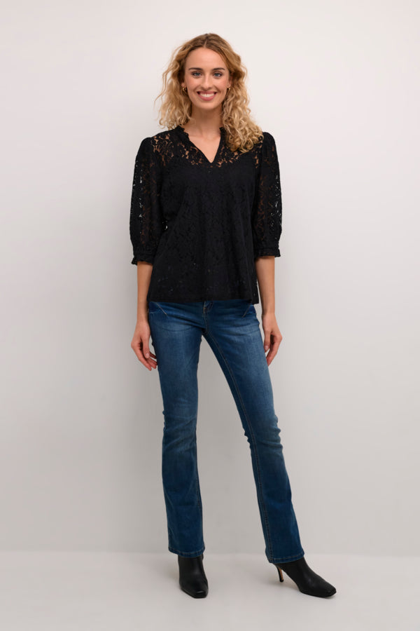 Cream - CRKaspis bluse med blonder - Svart