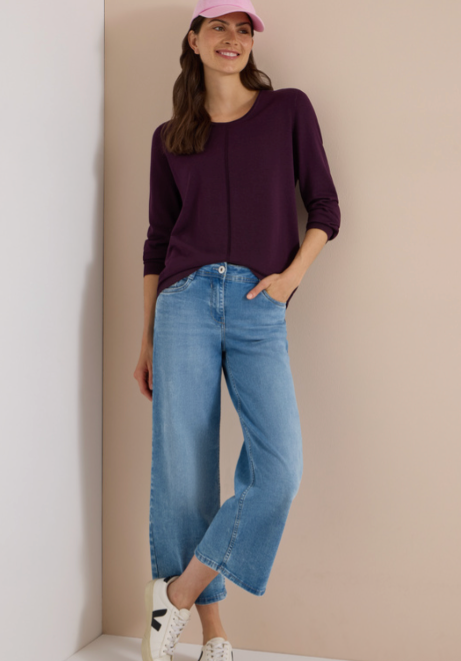 Cecil - Basci rundhalset genser - Egglant red